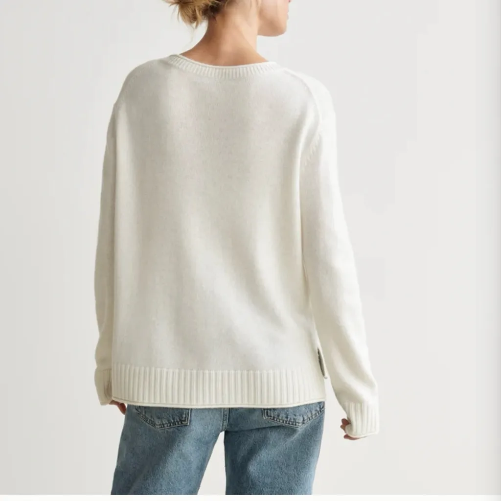 Jenni Kayne Everyday Sweater Ivory Cream Crewneck Size Small Wool Cashmere Small - Image 3