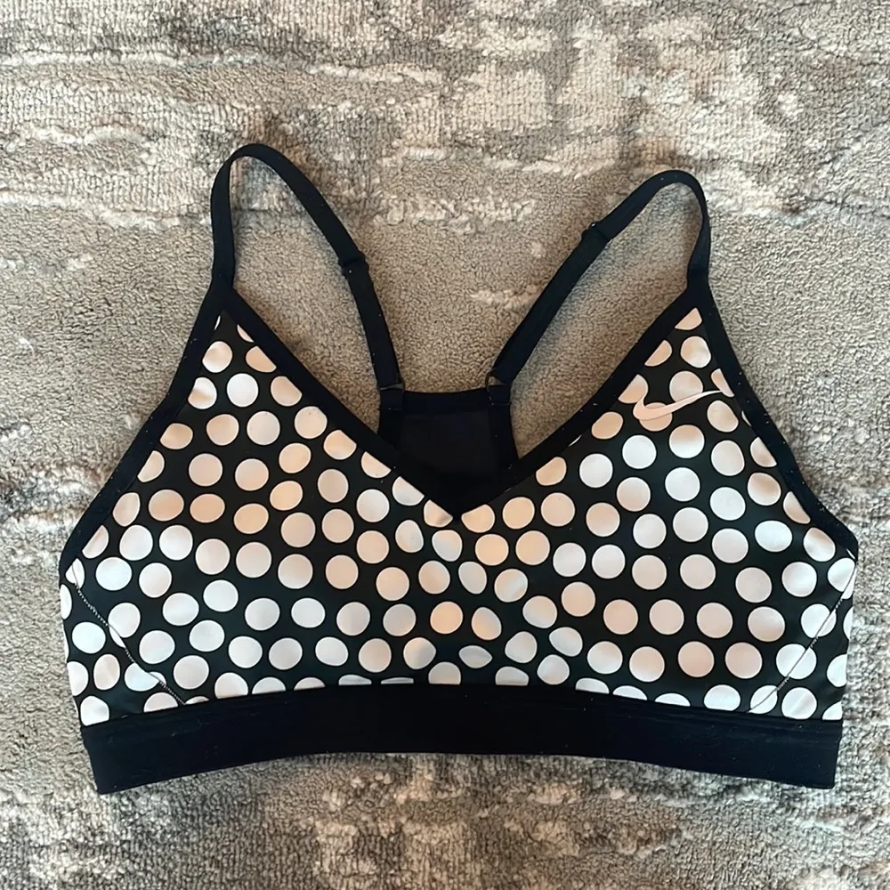 Nike Dri-Fit SoulCycle Black White Polkadot Sports Bra - Image 4