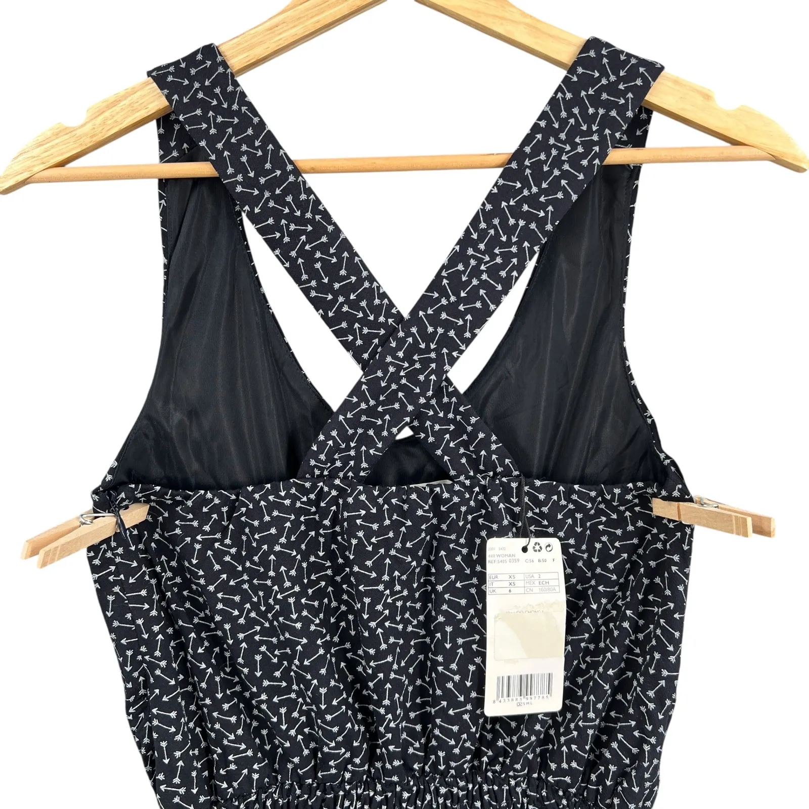 MNG Casual Mango Navy Blue White Arrow Print Sleeveless Dress XS US 2 NWT - Image 3