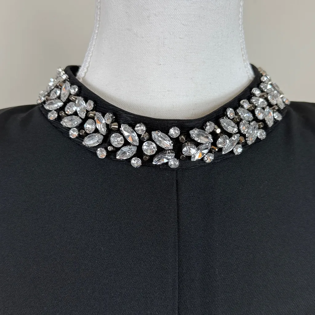 NWT Eliza J Laguna Crepe Beaded Mock Neck Sleeveless Ruched Midi Dress Sz 12Tall - Image 9