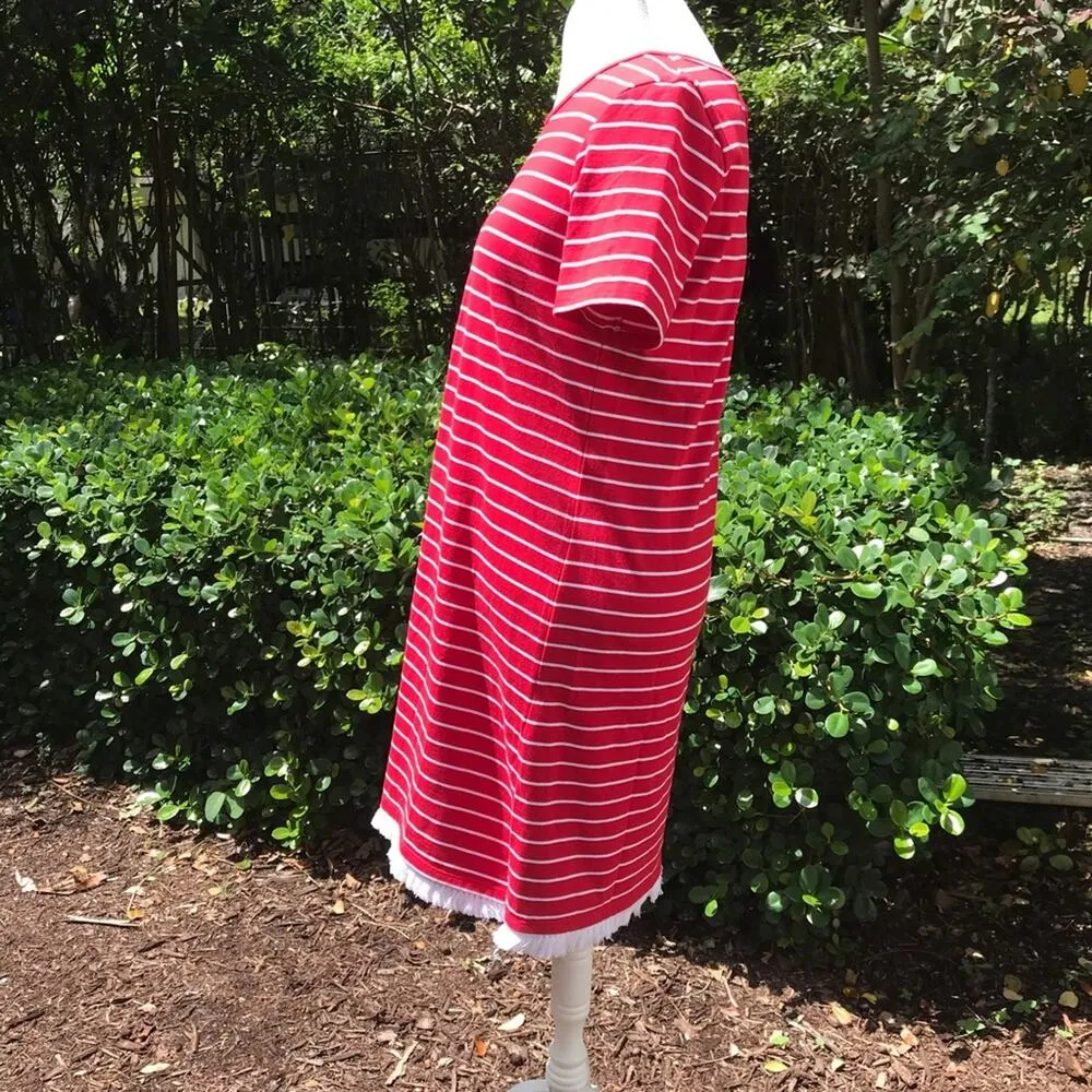 Beach Lunch Lounge Red stripe fringe dress - Image 3