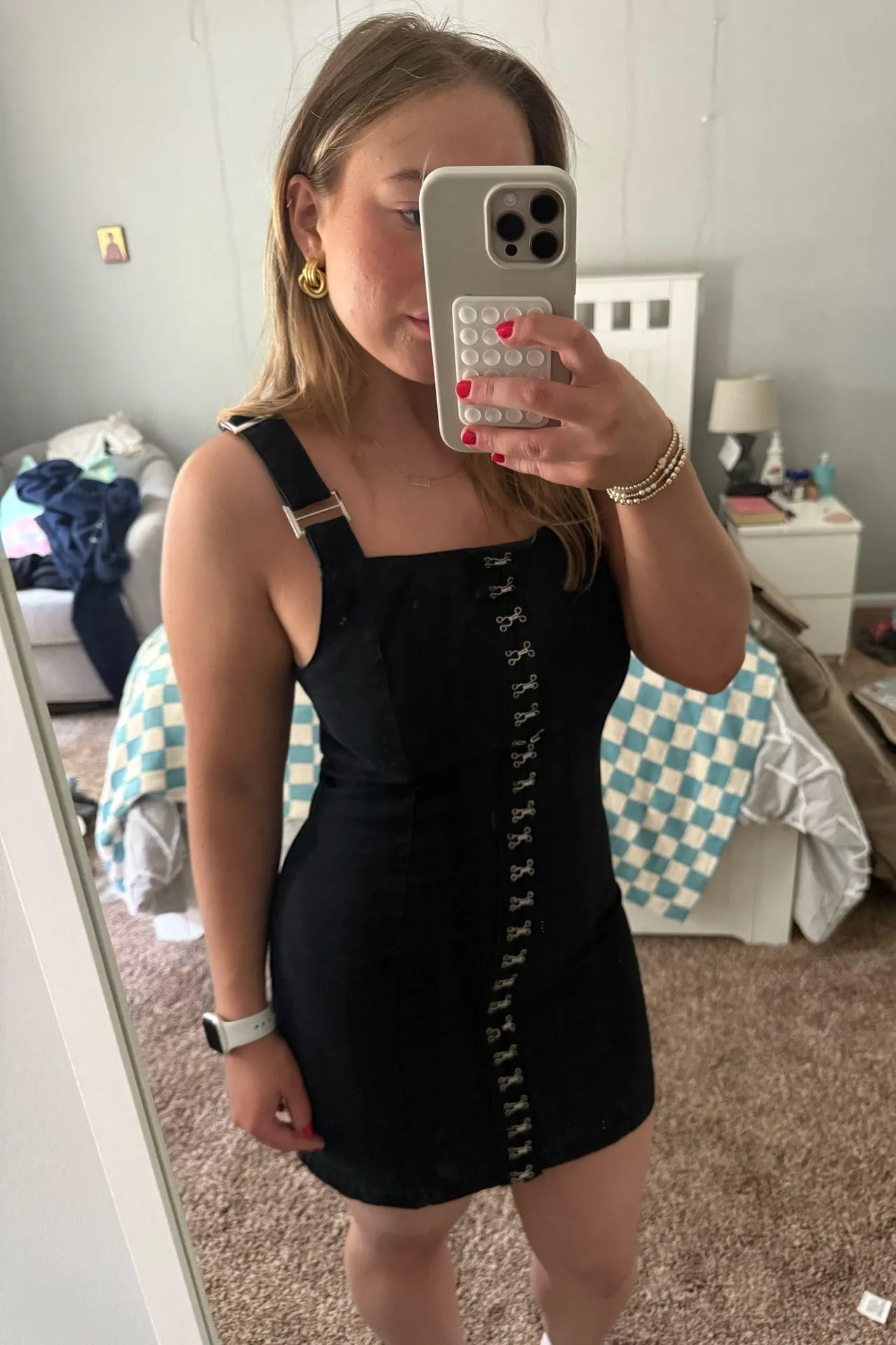 Pretty Little Thing Black Denim Dress Mini - Image 2