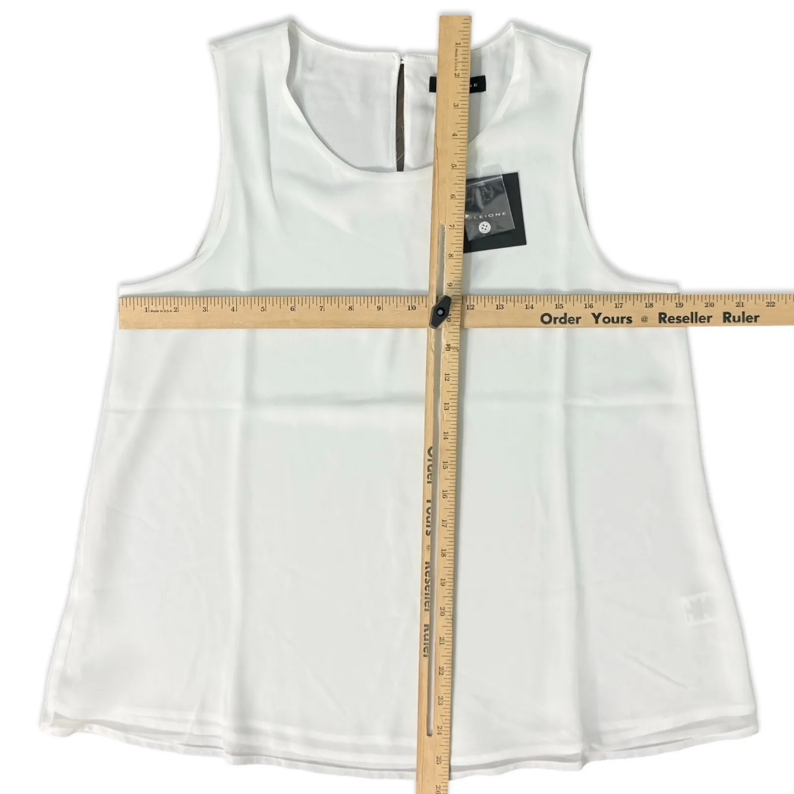 Pleione Cream White Keyhole Back Crepe Sleeveless Blouse size S NEW Tags - Image 10