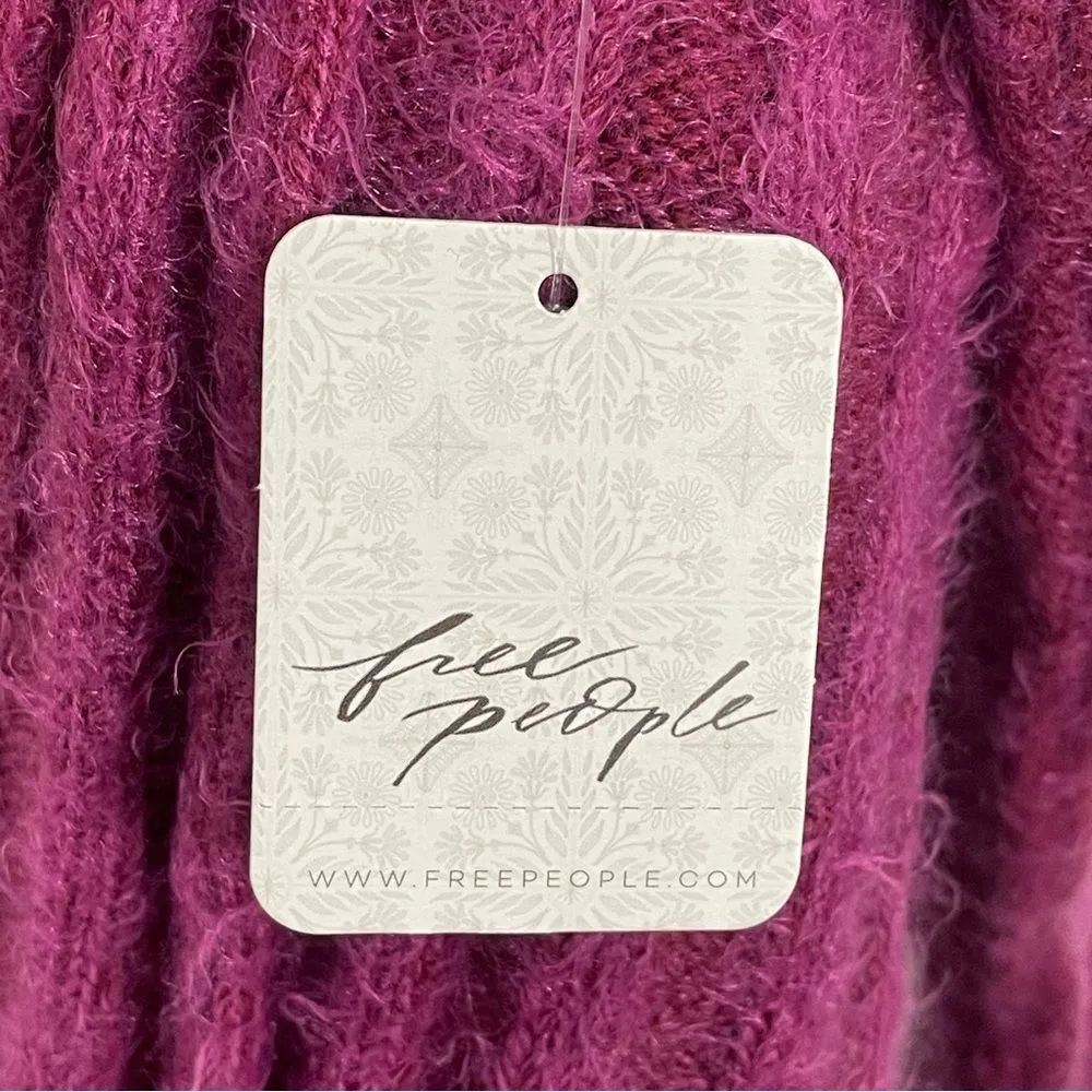 NWT Free People Big City Turtleneck Ribbed Sweater Size SMALL in Mulberry Garnet - Image 8