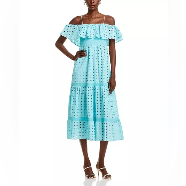 T-Tahari Eyelet Maxi Dress in Blue Haze, Size XS, NEW - Image 11