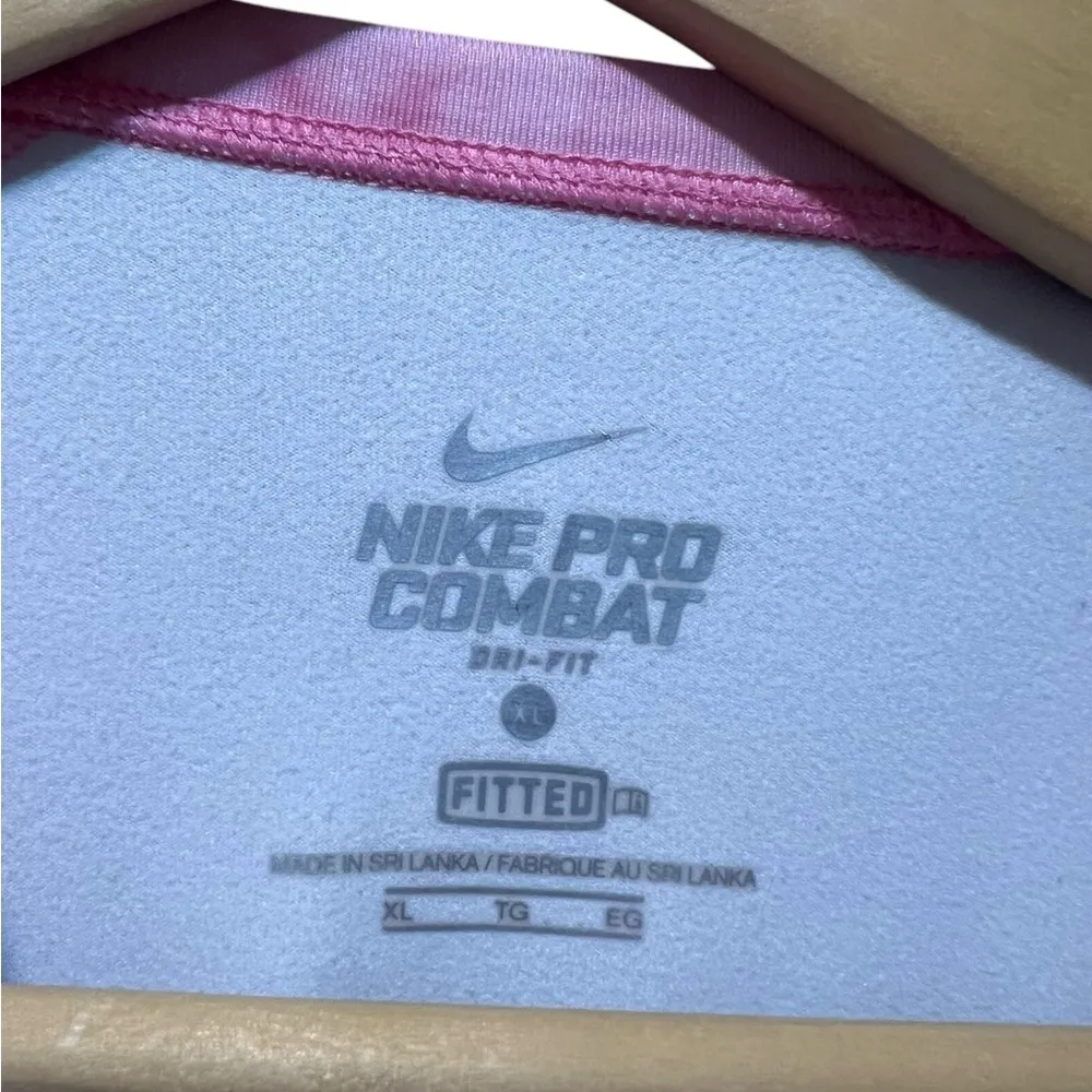 Nike Pro Combat Dri Fit Fitted Long Sleeve Shirt Tie Dye Pink Size XL - Image 6