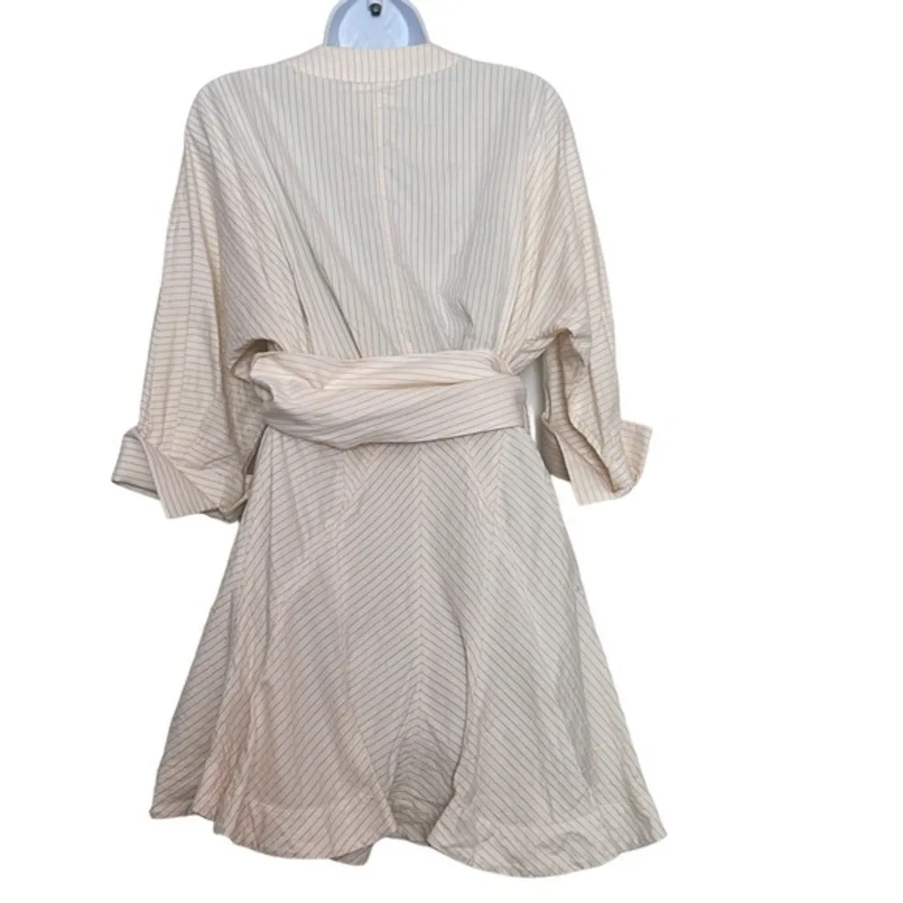 Acler Lipton striped yellow‎ Periwinkle belted Shirt Dress size 6 White - Image 3