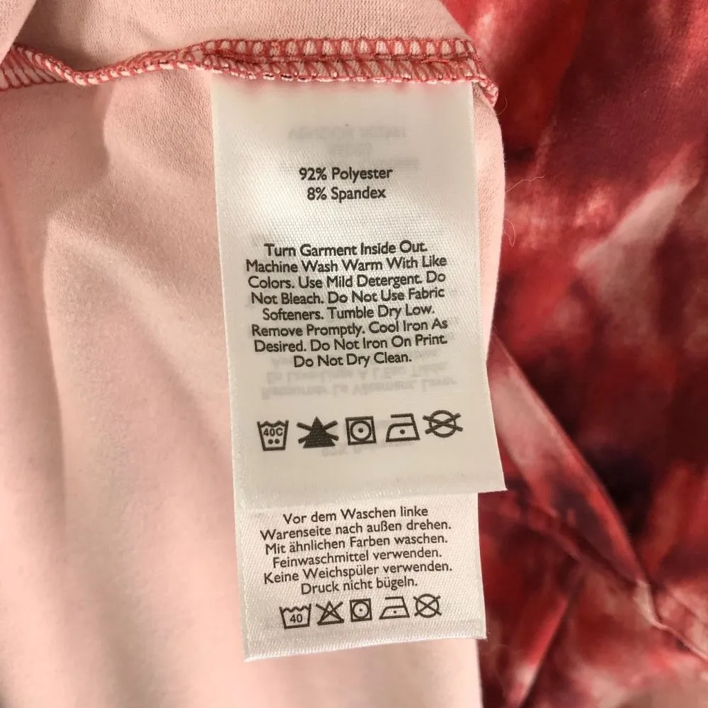 Eddie Bauer Dress V Neck Faux Wrap Surplice Neckline Pleated Pink Red M - Image 4