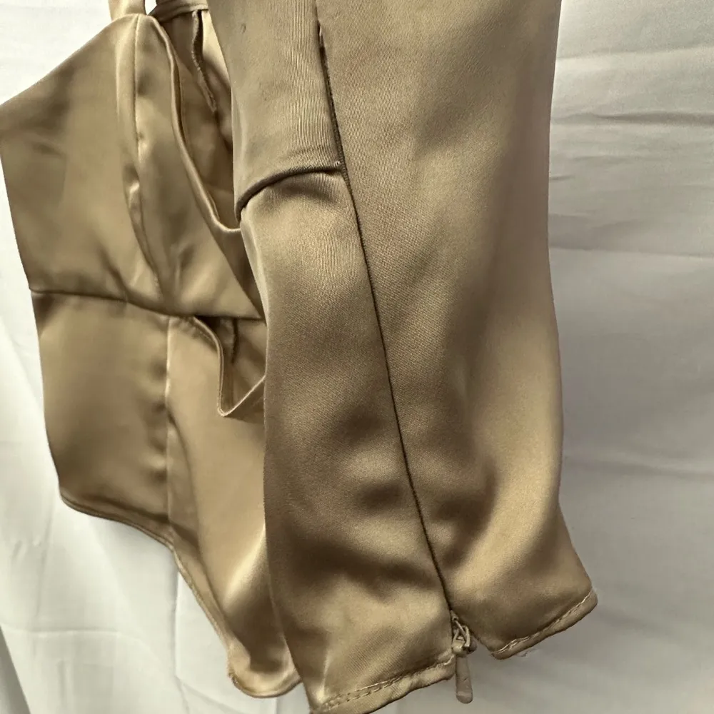 Topshop Satin Corset Cut Out Top Gold Size 12 NWOT - Image 6