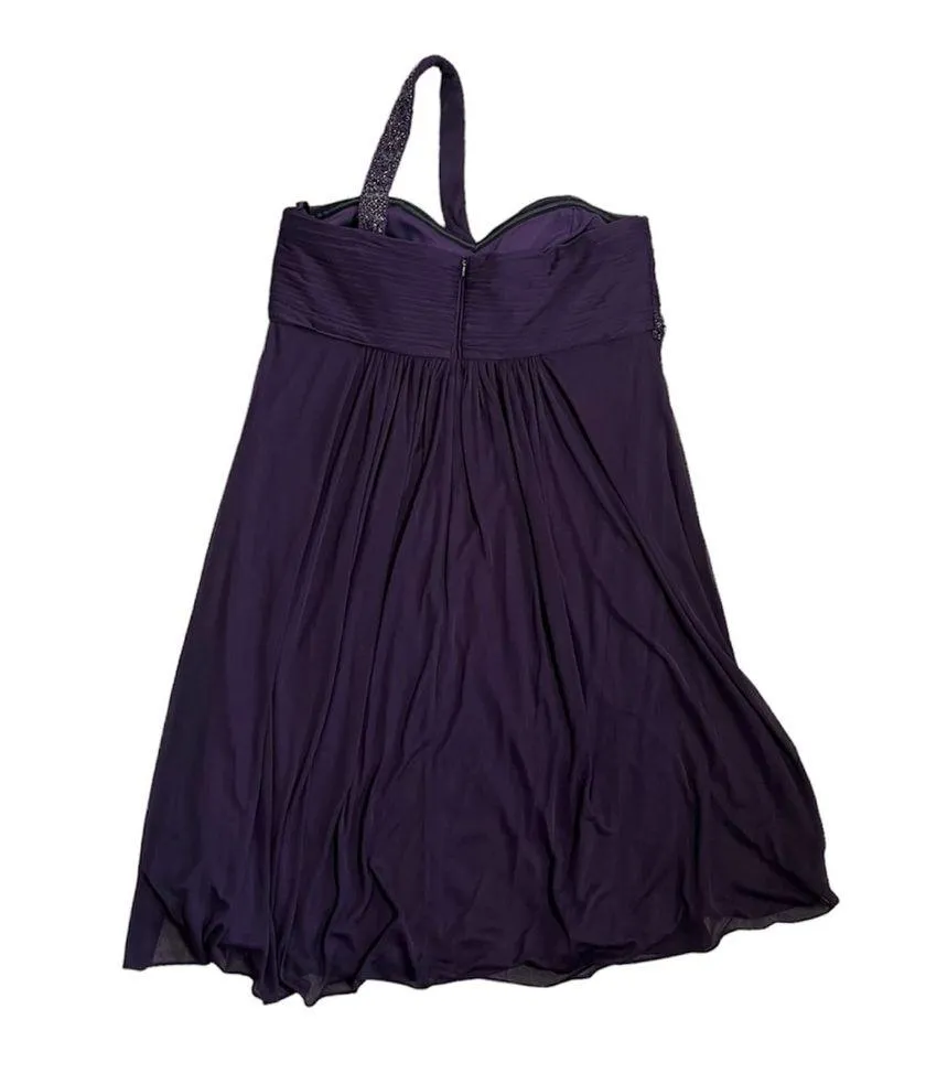 XSCAPE by Joanna Chen | Bare One Shoulder Purple Women’s Dress Size 14W - Image 5