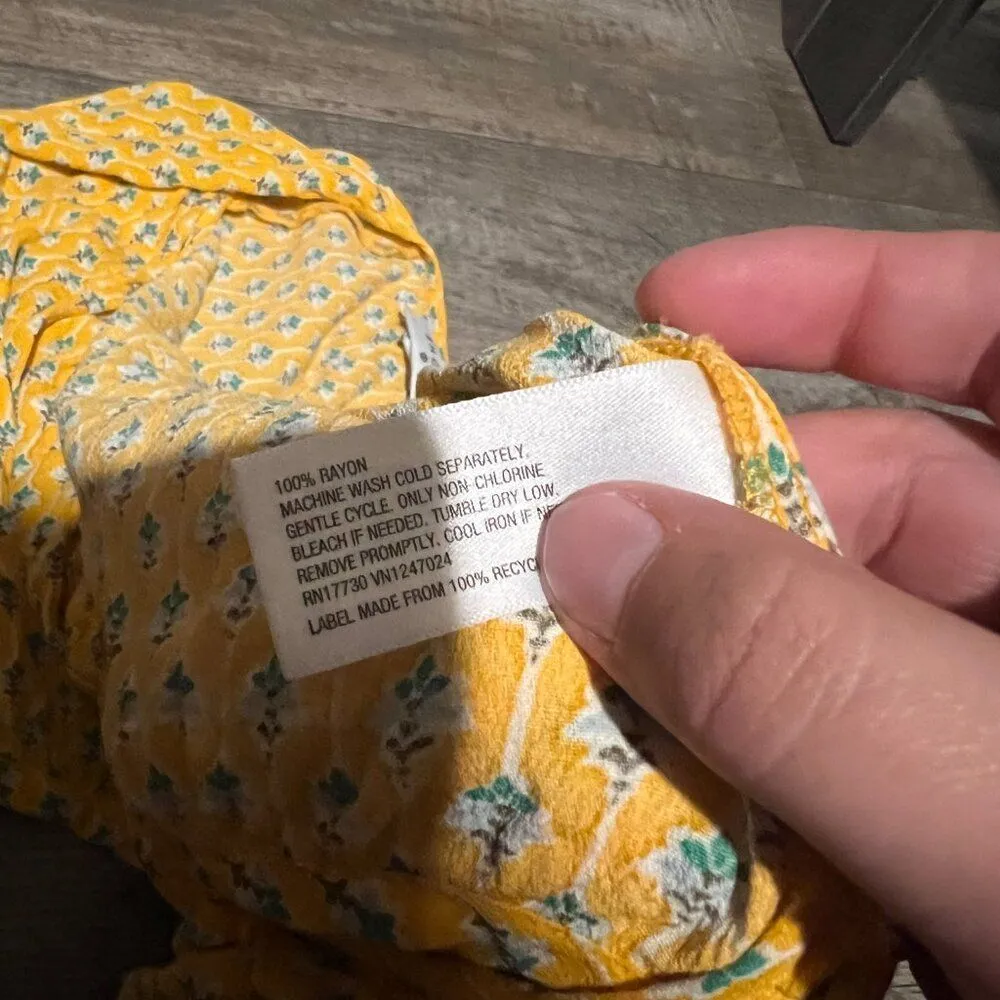 Rhode X Target Dainty Lotus Floral Print Wrap Tie Front Vneck Top Size M Yellow Size M - Image 10