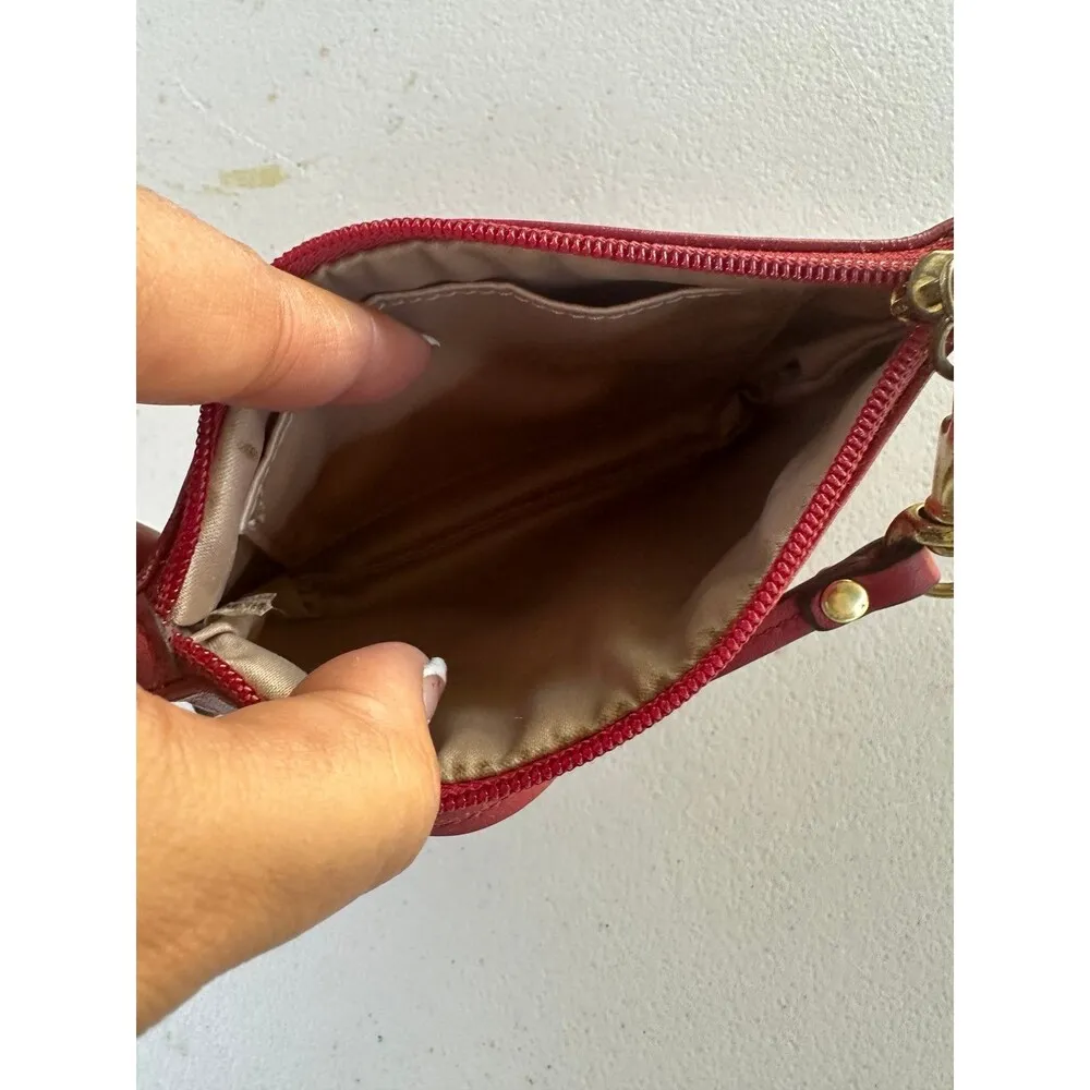 Vtg Coach Red Matte Gold Hardware Genuine Leather Zipper Pouch Wallet Wristlet - Image 3