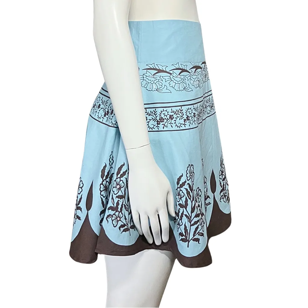 NWT Vintage Y2K Blue Brown Beaded Floral Mini Skirt Fairy 100% Cotton One Size Size undefined - Image 5