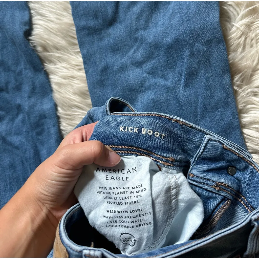 AMERICAN EAGLE Kick Boot Jeans Blue Size 10 - Image 4