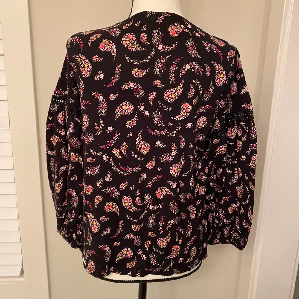 Old Navy || Black paisley floral print boho top - Image 3