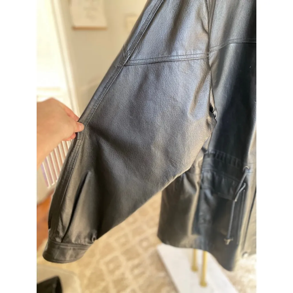 Mazzoni Black Genuine Leather Moto Coat Manhattan Quiet Luxury Streetwear Edgy Size XXL - Image 9