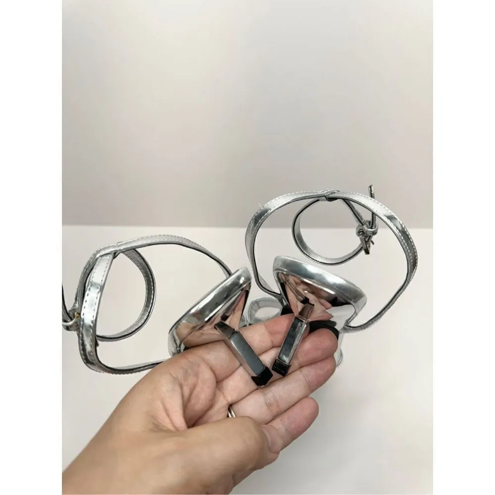 Calvin Klein Sandals Womens Size 5 Silver Belma Strappy Dress Open Toe Heels - Image 8