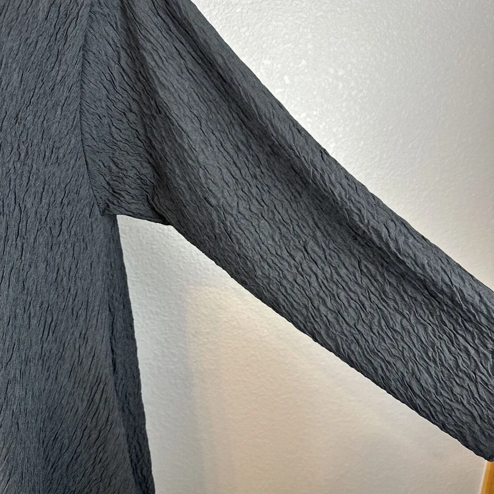 Oscar De La Renta Vintage Draped Open Front Cardigan Size M Black Crinkle Pocket - Image 3