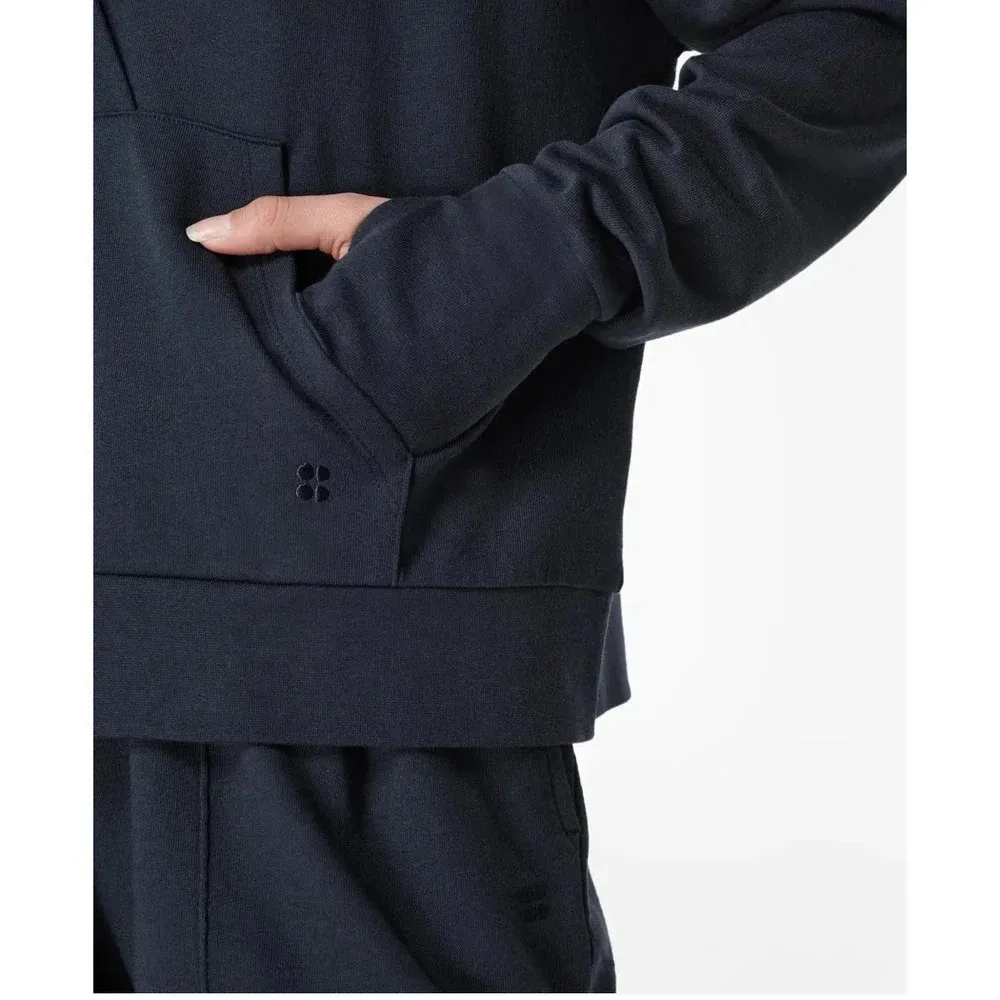 Sweaty Betty • After Class Hoodie navy blue relaxed fit organic cotton knit - Image 6