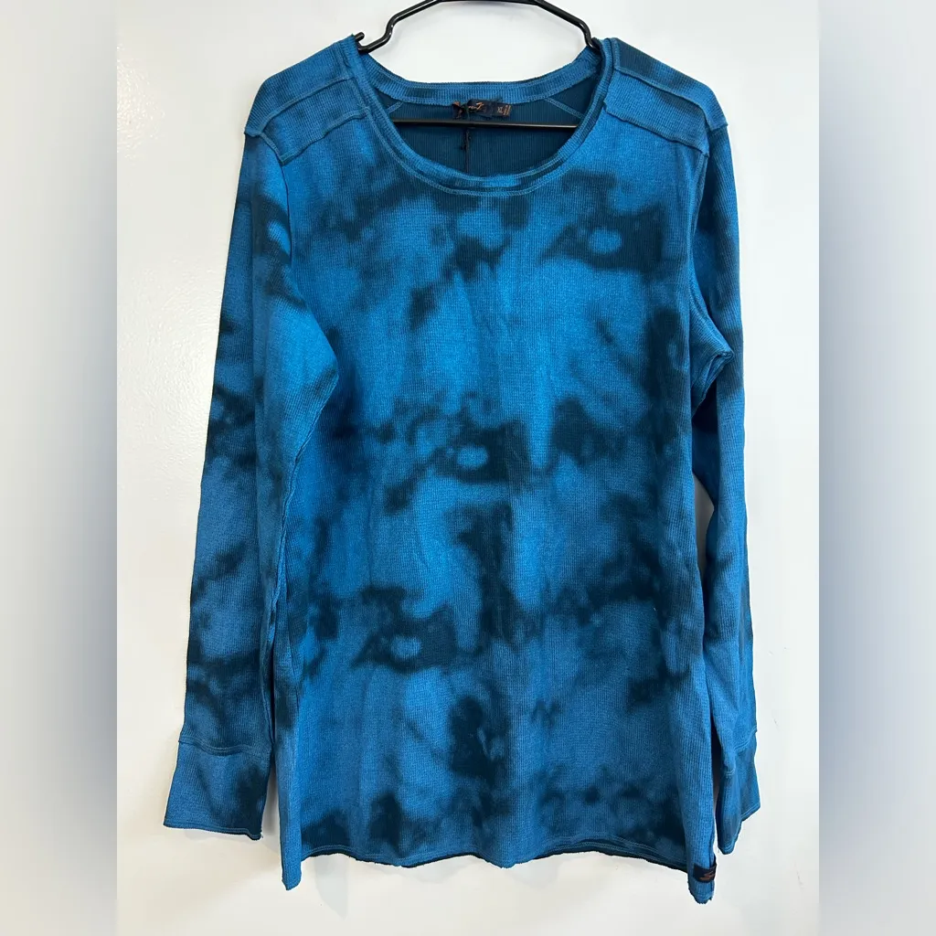 NWT Seven7 Blue Tie-Dye Long Sleeve Thermal w/ Rhinestone Wings Y2K Size XL - Image 2