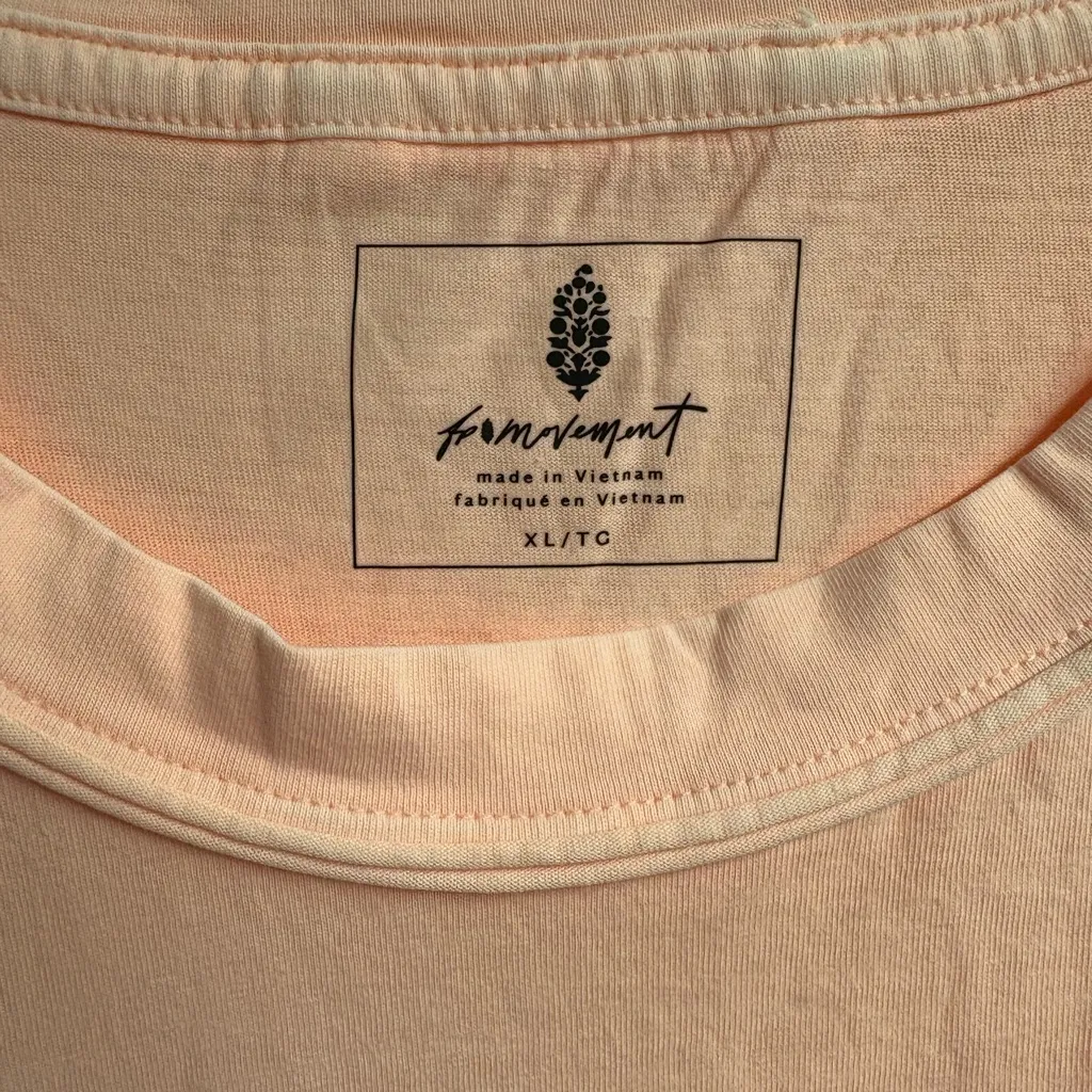 NWOT Free People Movement Tackle Tee 100% Cotton In Pastel Peach Size XL Pink - Image 4