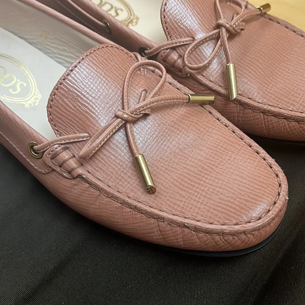 TODS Leather Gomino Driving Loafers Tan Sz 39 - Image 8