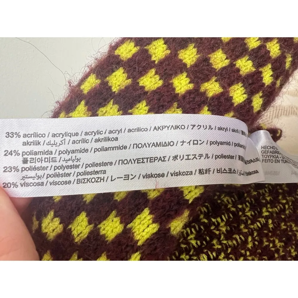 Zara Cut Out Checkered Knit Long Sleeve Sweater S - Image 8