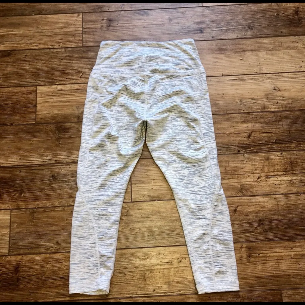 Tesla Mid-Rise White Grey Cropped Heather‎ Marl Space Dye Leggings Small - Image 7