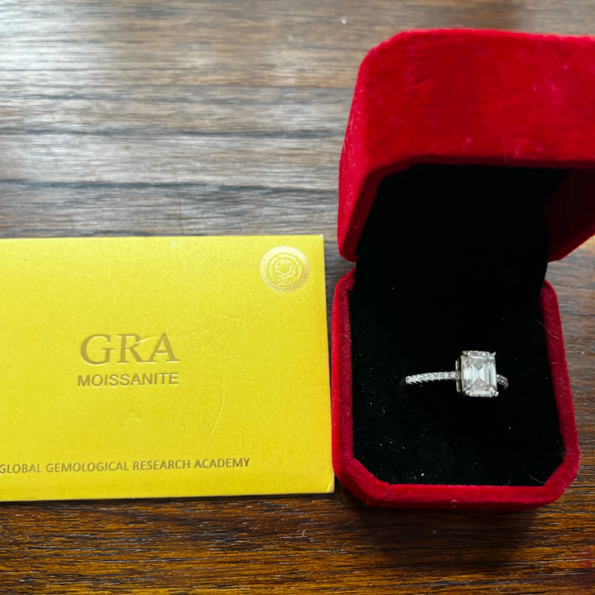 1 Carat Emerald Cut Moissanite Sterling Silver Ring Size 9 - Image 8