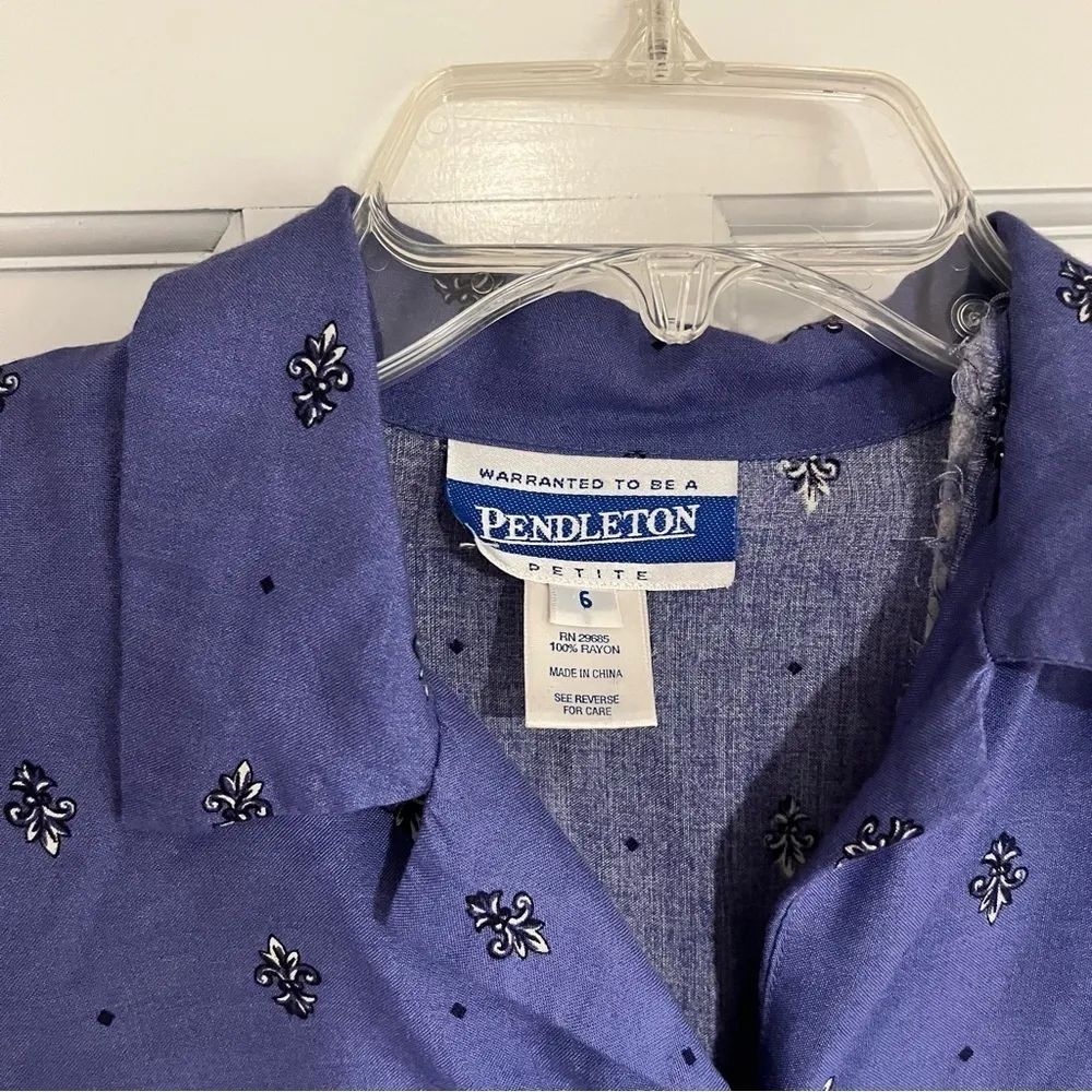 Purple Pendleton Petite Long Sleeve Button Up Shirt Size 6 - Image 2