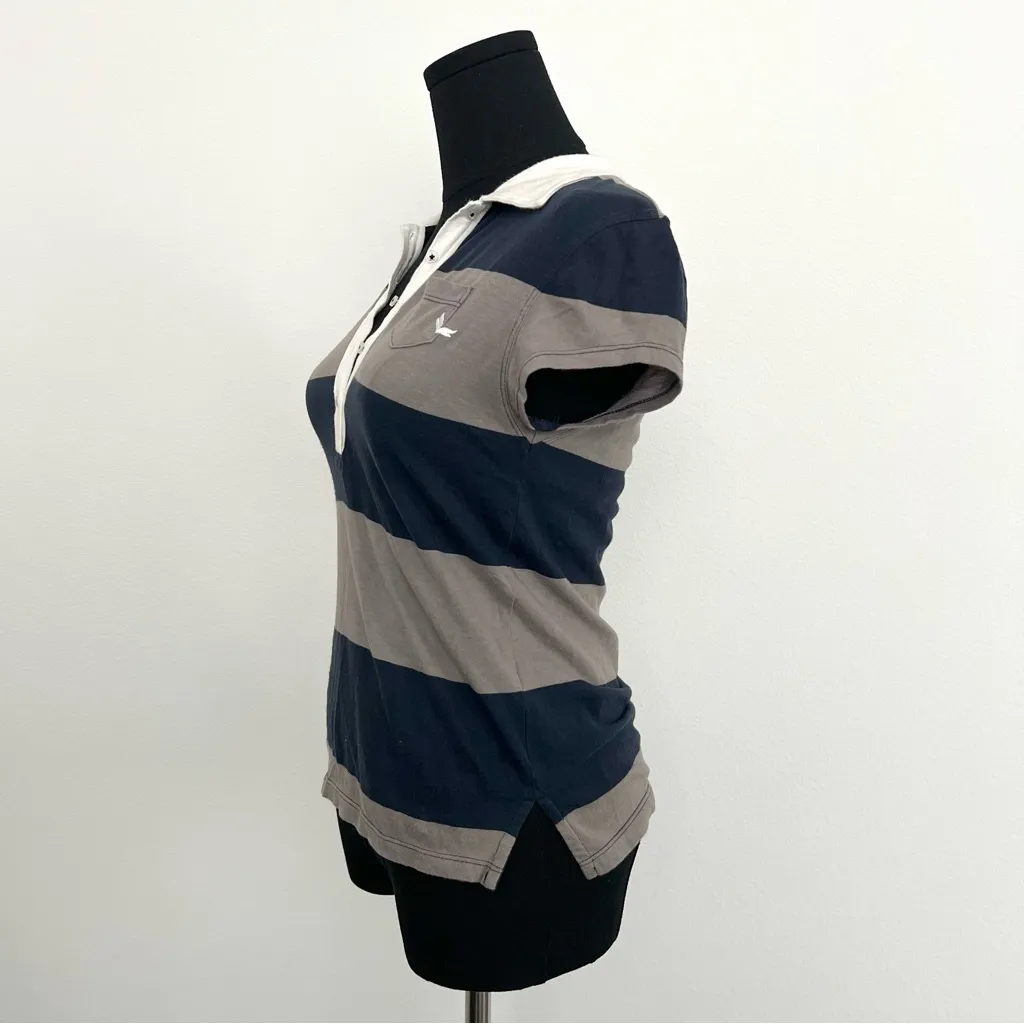 Nallie Polo Shirt with Navy and Gray Stripes in Size S - Image 2