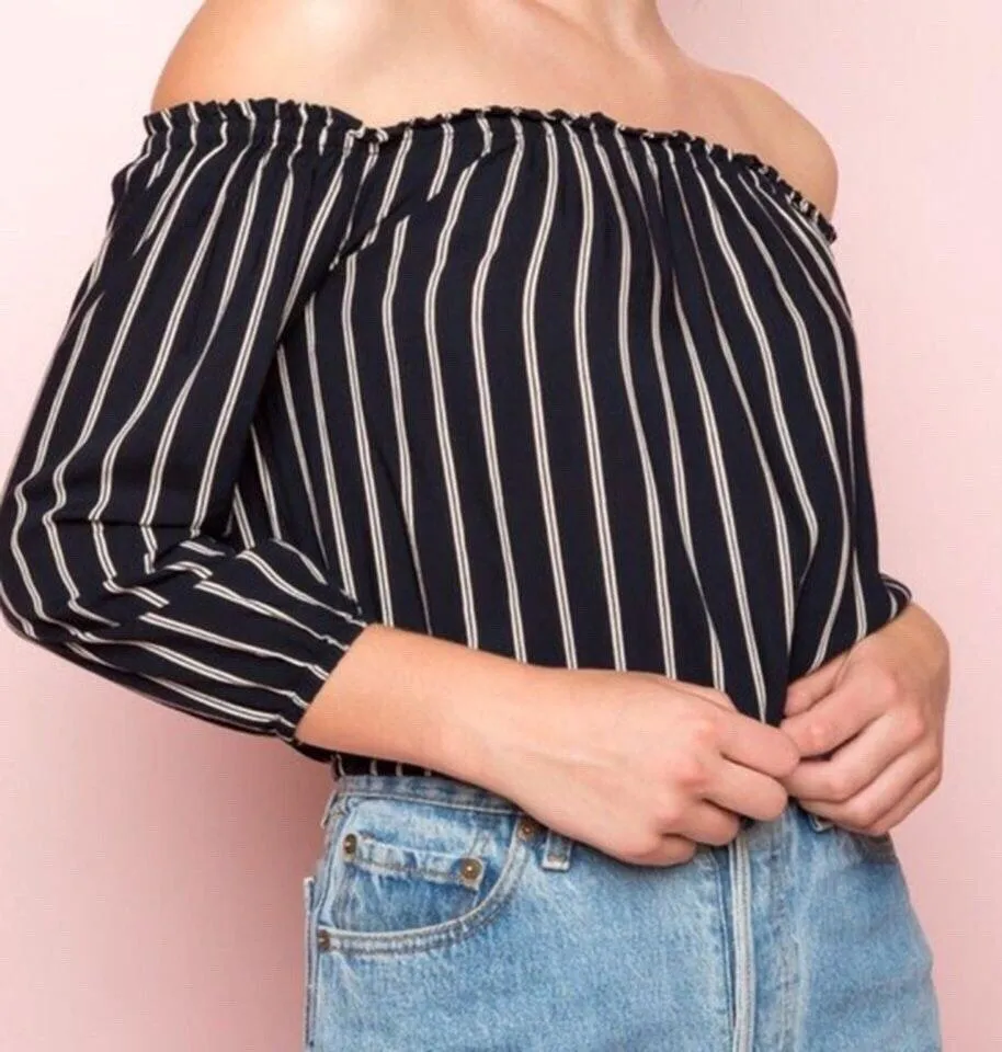 Striped Off the Shoulder Maura Top - Image 2