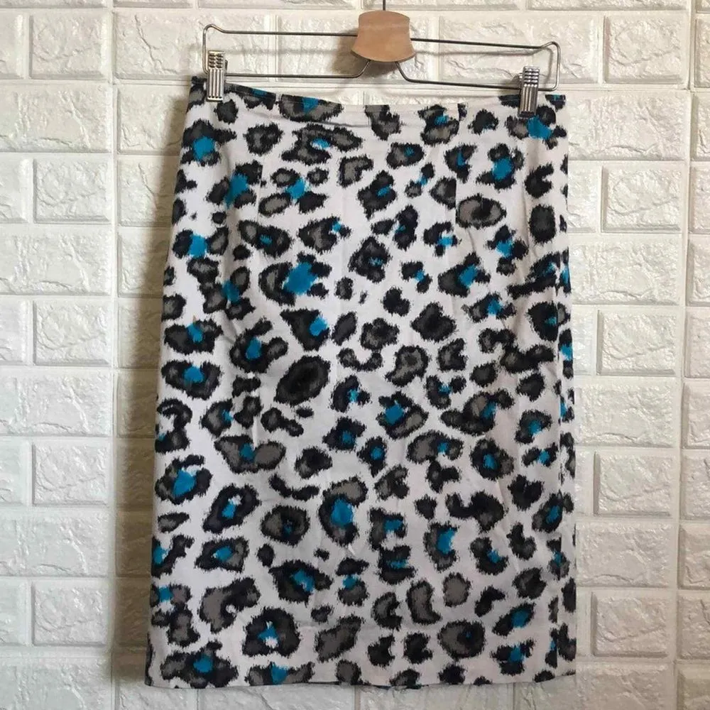 Donna Degnan animal print turquoise‎ pencil skirt Women's Size 8 Black - Image 2