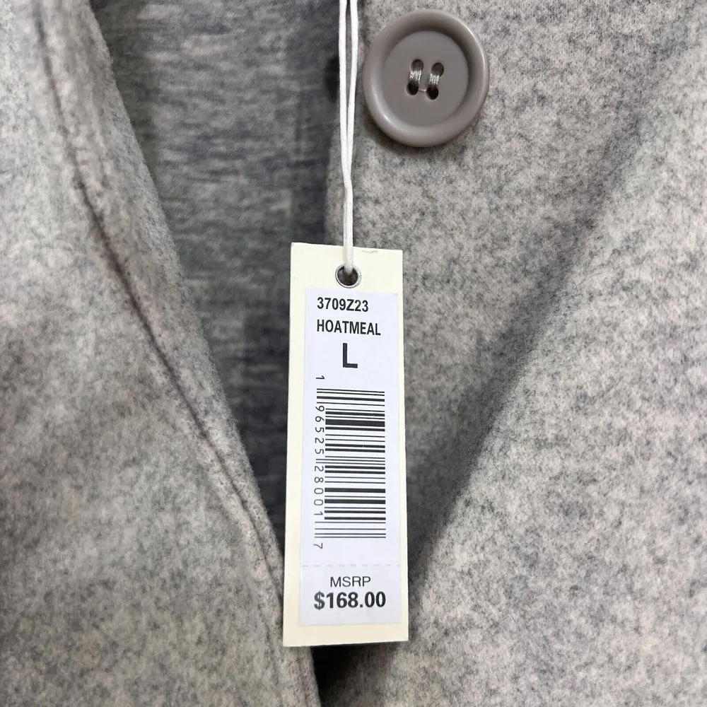 Max Studio  Jacket Brush Knit Bomber Jacket Womens‎ Large Ht Oatmeal Button Up - Image 7