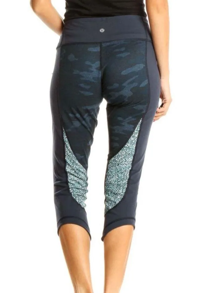 Lululemon Wunder Under Heathered Lotus Camo Oil Slick Blue Cropped Leggings - Image 10