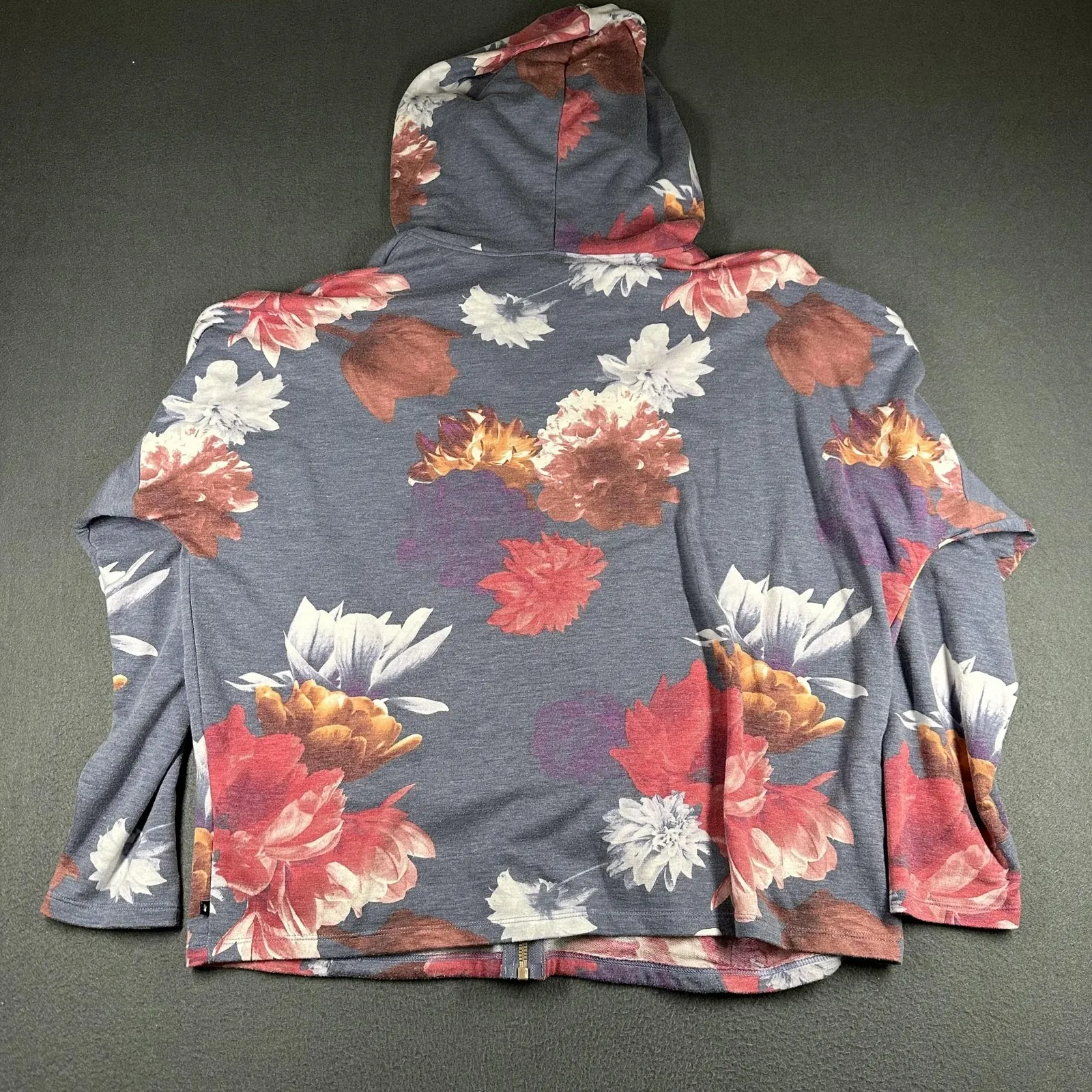 Marika Hoodie Womens XL Blue Floral Print Full Zip Lightweight Jersey Sweatshirt - Image 12
