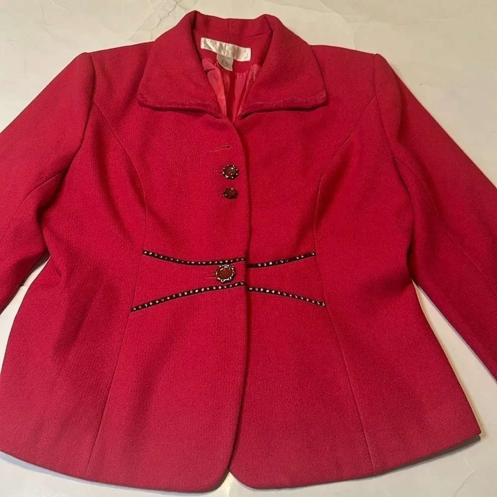 Feng Shui Embellished Rhinestone Barbie Pink Blazer Shoulder Pads 42 Glitter Y2K - Image 2