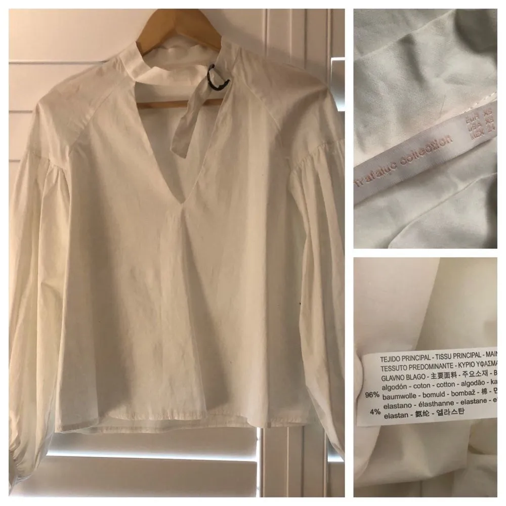 ZARA  Trafaluc‎ Collection White Cotton Blouse - Image 3