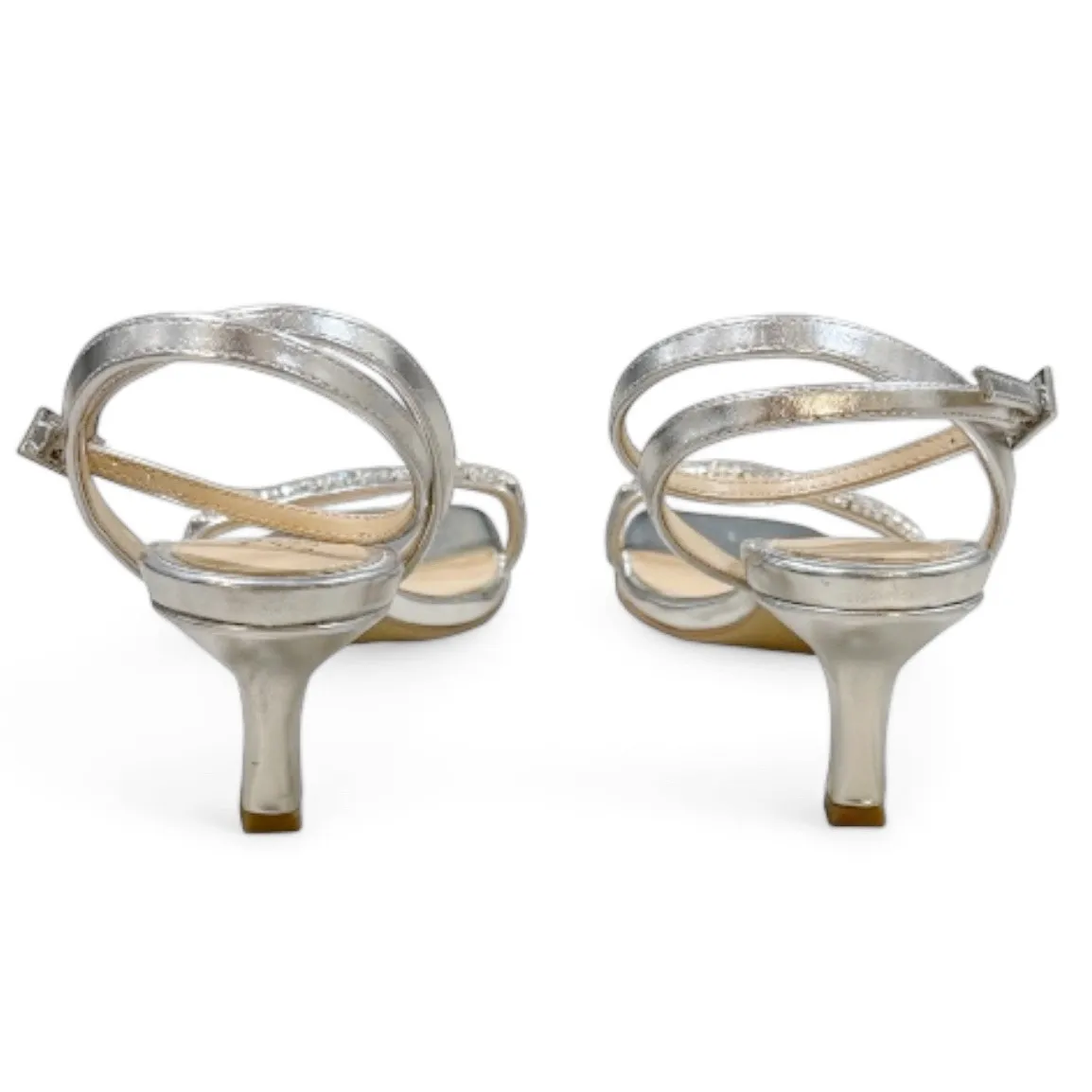 Jewel Badgley Mischka 8 Charisma Kitten Heel Ankle Strap Sandal Silver Crystal - Image 8