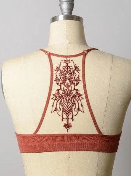 Full Figure Mesh Tattoo Bralette Orange Size 2X - Image 2