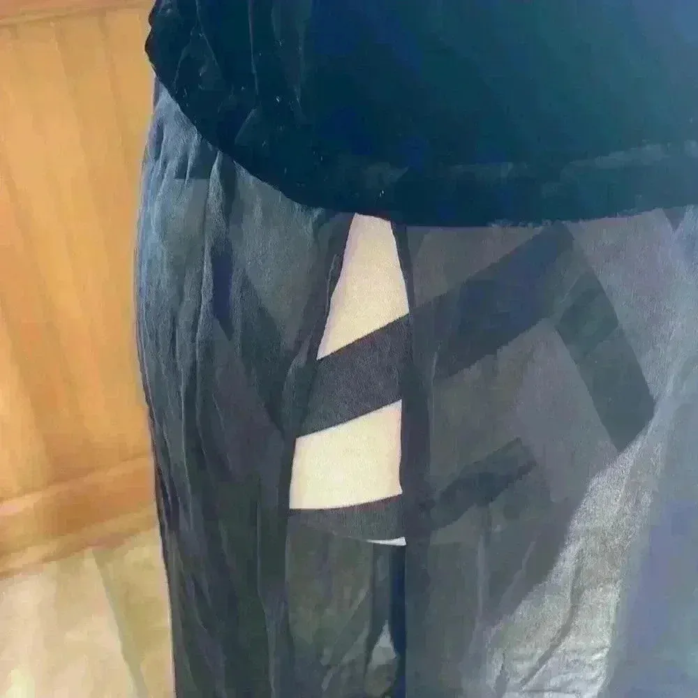 Eileen Fisher women’s velvet top, silk bottom tunic dress with side slits;size S - Image 2