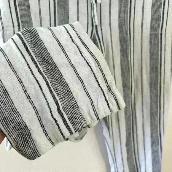 Per Se Straight Leg‎ Pants Womens Sz Large Linen Blend Drawstring Waist Striped - Image 9