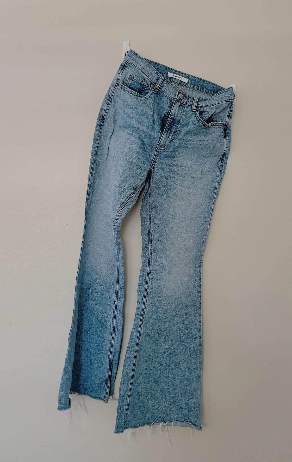 | Stretch Medium Indigo High Waisted Flare Jeans - Image 5