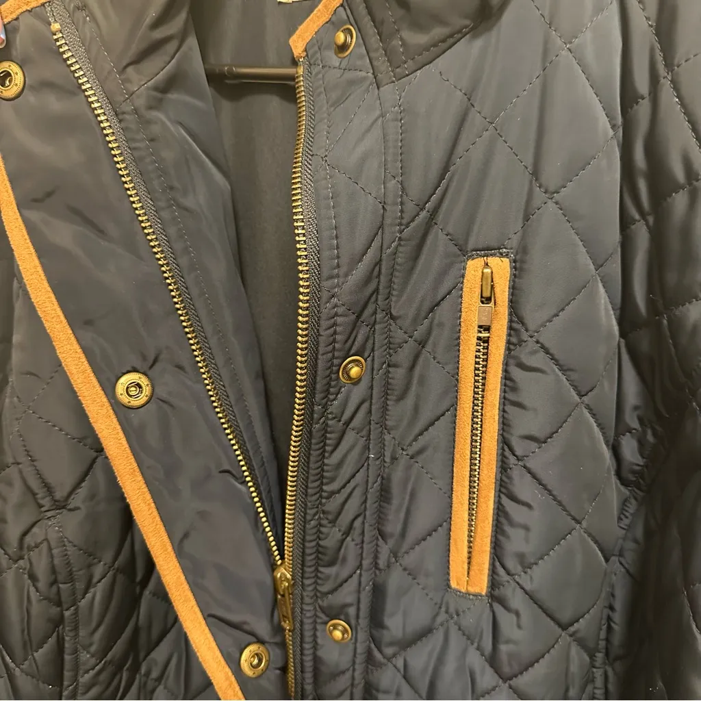 Orvis Quilted Jacket Blue Tan Jacket Size Large - Image 5