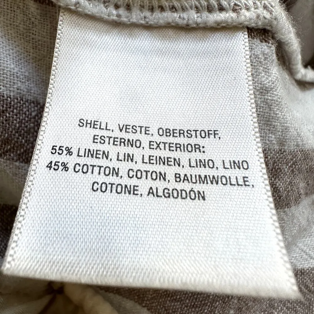 Anthropologie Oasis Striped Pants High Waisted Crop Linen Cotton Tan 2 - Image 4