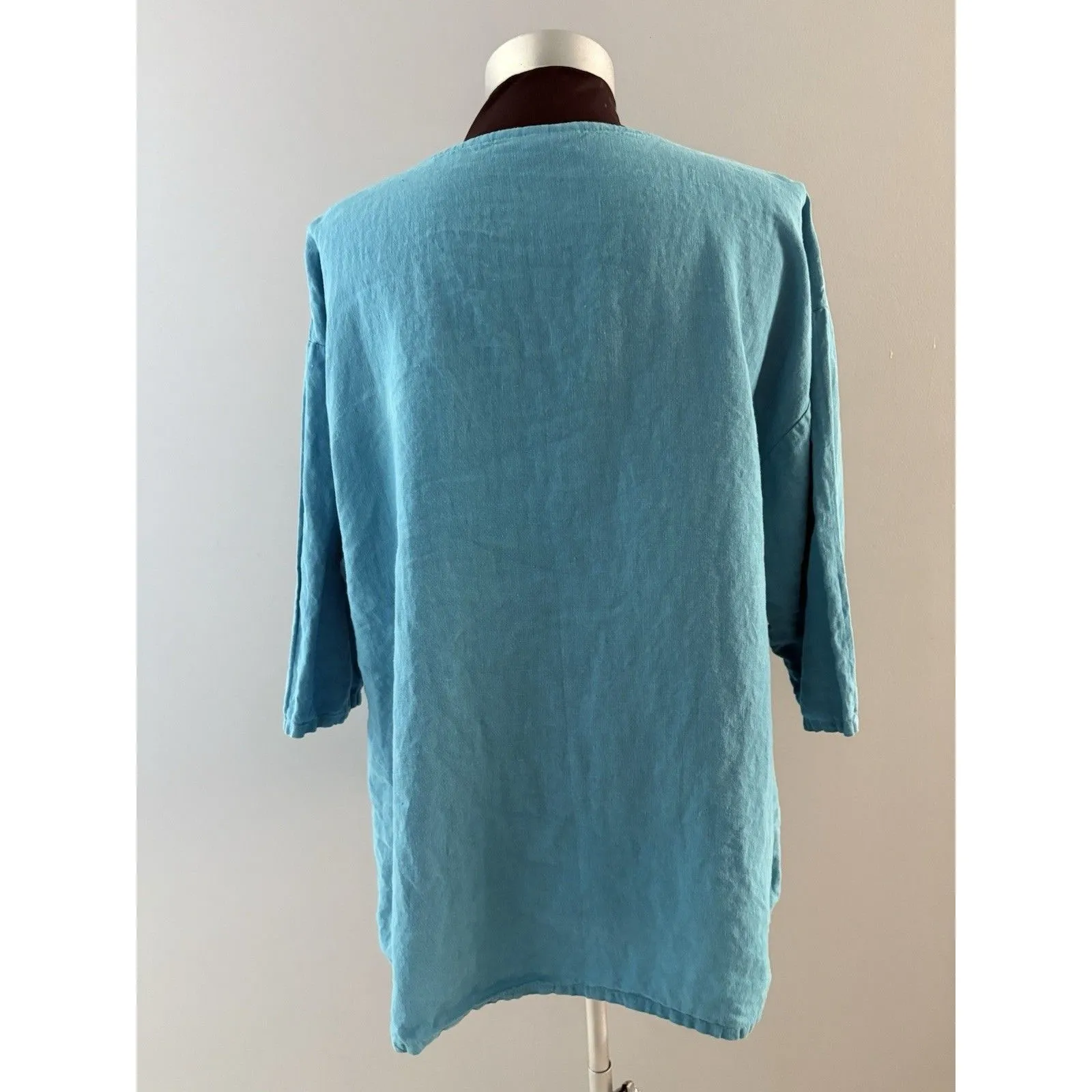 Bryn Walker 100% Linen Tunic Sz Small Blue Lagenlook Oversized Boxy Lightweight - Image 6