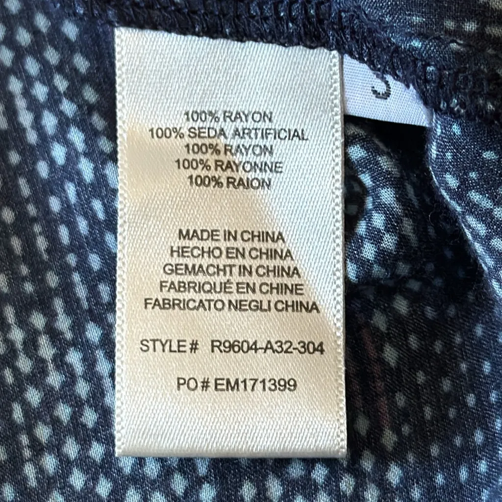 Anthropologie‎ Cloth & Stone Blue Dotted Herringbone V-Neck Blouse Size Small - Image 6