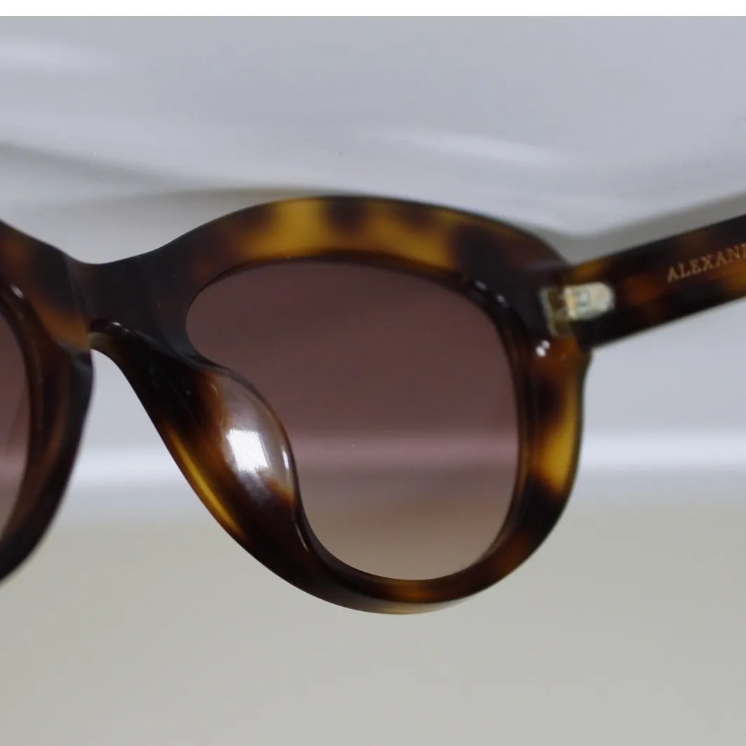 Alexander McQueen Havana Tortoise Cat Eye Sunglasses Brown Lens AM0040SA - Image 12