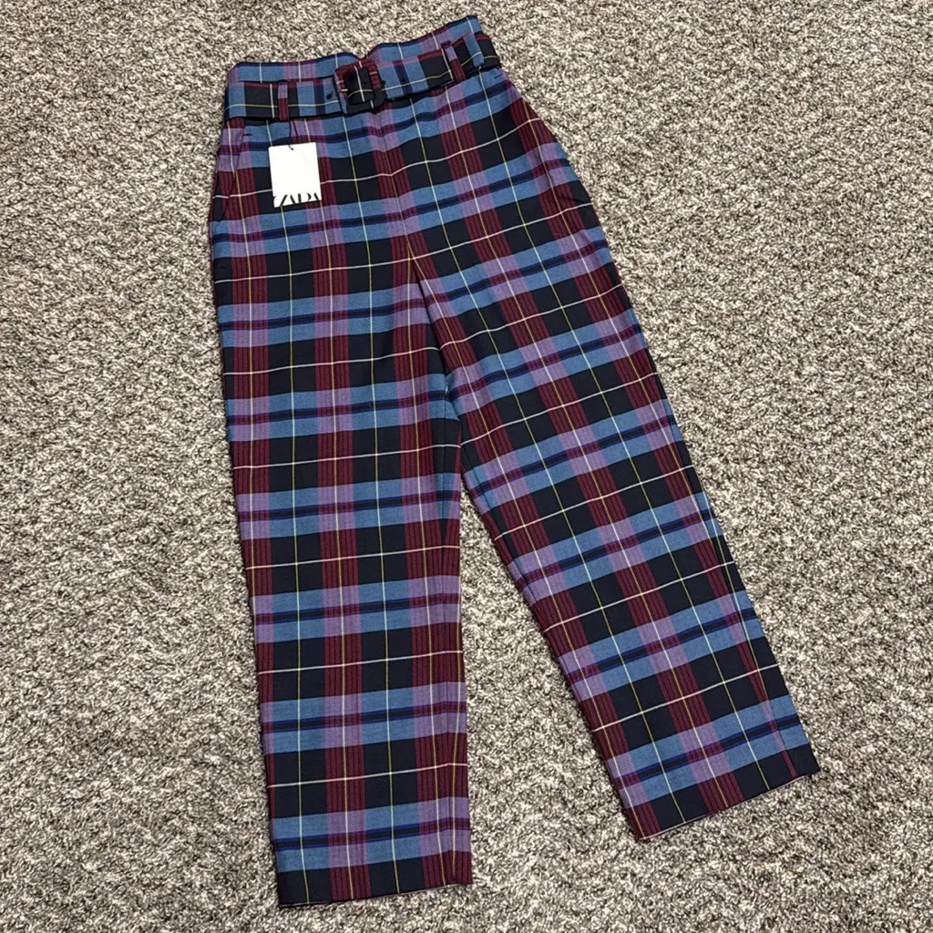 ZARA  Multicolor Plaid Pants - Image 3