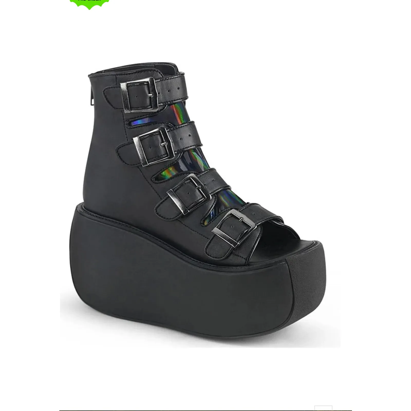 Demonia Black Violet Platform Open-Toe Boots Size 7 - Image 12